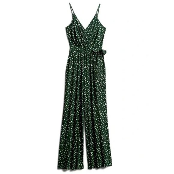 Kaleigh Women Jumpsuit XSP Green Floral Wrap Adjustable Straps & Tie Waist *NWOT - Picture 15 of 15